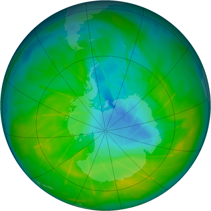Antarctic ozone map for 04 December 2009
